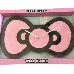 Sanrio Hello Kitty Pink & Black Bow Wall Clock - NIB